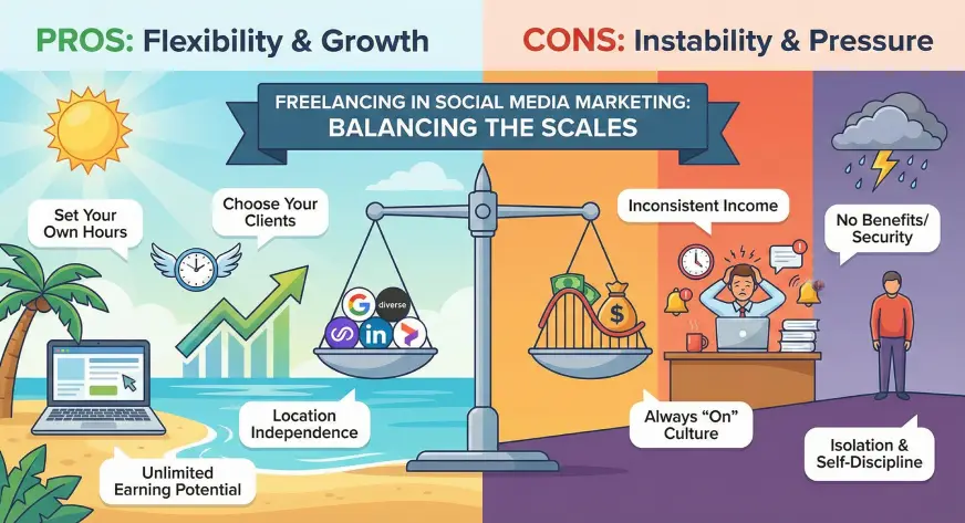 Pros and Cons of Freelancing in Social Media Marketing