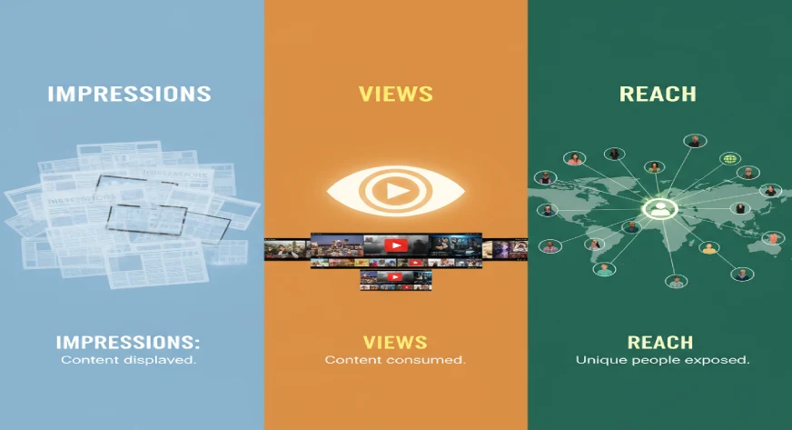 Impressions vs Views vs Reach
